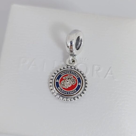Pandora USMC Charm United States Marine Corps Dangle Charm S925 Silver with box - Picture 5 of 6